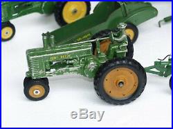 Vintage Ertl John Deere Tractors Seeder Plow Wagon Farm Toy Lot