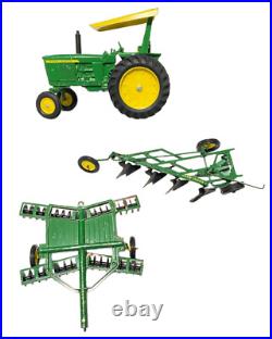 Vintage John Deer Lot 3 3020 Tractor, Wheel Disc, Bottom Plow ERTL Diecast Steel Vintage John Deer Lot 3 3020 Tractor, Wheel Disc, Bottom Plow ERTL Diecast Steel