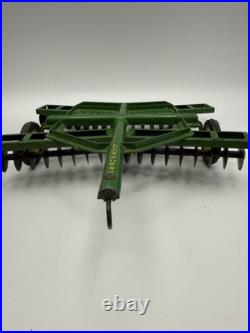 Vintage John Deer Tractor, Wheel Disc, Wagon, Bottom Plow ERTL Diecast Steel Vintage John Deer Tractor, Wheel Disc, Wagon, Bottom Plow ERTL Diecast Steel