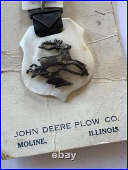 Vintage John Deere Plow Company Mop Watch Fob On Original Card Nos Very Rare