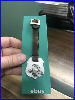 Vintage John Deere Plow Mother Of Pearl Watch Fob Original Leather Strap RARE