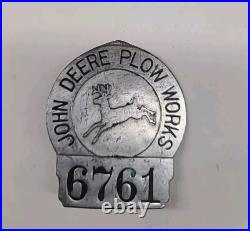 Vintage John Deere Plow Works #6761 Employee ID Badge Pin Moline ILL