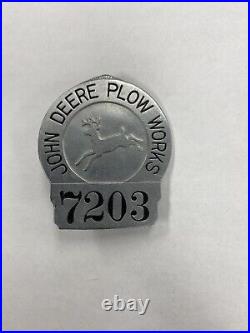 Vintage John Deere Plow Works Factory #7203 Employee ID Pinback Badge Antique Vintage John Deere Plow Works Factory #7203 Employee ID Pinback Badge Antique