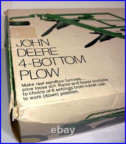 Vintage John Deere no. 527 7041 green metal 4-bottom plow by ERT original box