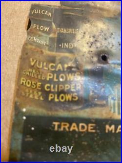 Vintage Rare Tin Vulcan Plow Company Match Holder