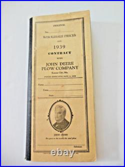 Vintage Wholesale Prices and 1939 Contract with John Deere Plow Company