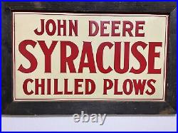 Vintage john deere metal sign John John Deere Syracuse Plows Sign 1940's RARE