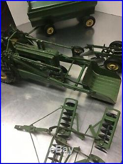 Vtg Lot Ertl Eska John Deere Tractor Corn Picker Seeder Plow Wagon Farm Toy Lot